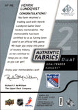 2008-09 Henrik Lundqvist Upper Deck SP Game Used AUTHENTIC FABRICS 18/25 JERSEY PATCH #AF-HL New York Rangers