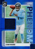2025 Cam Ward Panini Donruss Optic ROOKIE PHENOM BLUE HYPER PRIZM JERSEY RELIC RC #RPBH-JDA Tennessee Titans