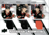 2021-22 Tim Stutzle Brady Tkachuk Thomas Chabot Upper Deck Premier TRIPLE JERSEY 10/49 #PT-CTS Ottawa Senators