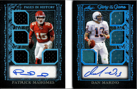 2025 Patrick Mahomes Dan Marino Leaf Glory of the Game PAGES IN HISTORY DUAL QUAD JERSEY AUTO 1/2 AUTOGRAPH RELIC BOOKLET #PH-6 Chiefs Dolphins