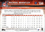2015 Michael Brantley Topps SERIES 2 STRETCHING SP PHOTO VARIATION #599 Cleveland Indians