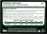 2011 Freddie Freeman Bowman GOLD BORDER ROOKIE RC #205 Atlanta Braves 8