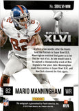 2015 Mario Manningham Panini SUPER BOWL SIGNATURES AUTO XLVI AUTOGRAPH #SBXLVI-MM New York Giants
