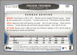 2013 Freddie Freeman Bowman BLUE BORDER 212/500 #137 Atlanta Braves