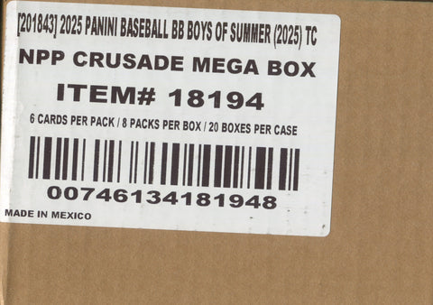 2025 Panini Boys of Summer Baseball Crusade, 20 Mega Box Case