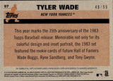 2018 Tyler Wade Topps SILVER PACK 1983 DESIGN CHROME AUTOGRAPH ROOKIE REFRACTOR 49/99 AUTO RC #97 New York Yankees