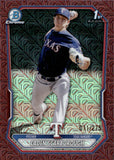 2026 Caden Scarborough Bowman Chrome Prospects 1ST BOWMAN BURGUNDY MOJO REFRACTOR 11/275 #BCP-17 Texas Rangers