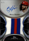 2022 Bryce Harper Topps Sterling STERLING SPLENDOR AUTOGRAPH JUMBO PATCH 4/5 AUTO GAME-USED #SSJPA Philadelphia Phillies