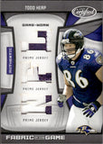 2009 Todd Heap Panini Certified FABRIC OF THE GAME GAME-WORN PRIME JERSEY PATCH 22/25 #149 Baltimore Ravens
