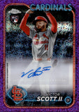 2024 Victor Scott II Topps Chrome PURPLE SPECKLE AUTOGRAPH ROOKIE 286/299 AUTO RC #AC-VIS St. Louis Cardinals