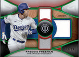 2025 Freddie Freeman Topps Tribute GREEN TRIPLE JERSEY 13/99 RELIC #TTR-FF Los Angeles Dodgers