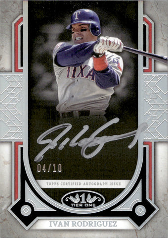 2024 Ivan Rodriguez Topps Tier One PRIME PERFORMERS HOLO SILVER INK AUTOGRAPH AUTO 4/10 #PPA-IR Texas Rangers