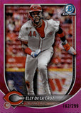 2025 Elly De La Cruz Bowman Chrome PINK WAVE REFRACTOR 162/299 #89 Cincinnati Reds
