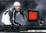 2001-02 Teemu Selanne Pacific GAME-WORN JERSEY 857/1135 #34 San Jose Sharks