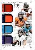 2018 Calvin Ridley Courtland Sutton DJ Moore Hayden Hurst Panini National Treasures ROOKIE NFL GEAR QUAD MATERIALS 82/99 RC JERSEY #GQM-4 Falcons Broncos Panthers Ravens