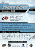 2016-17 Sebastian Aho Upper Deck Series 1 YOUNG GUNS ROOKIE RC #210 Carolina Hurricanes