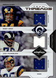 2007 Merlin Olsen Rosey Grier Jack Youngblood Donruss Leaf Limited TEAM THREADS TRIPLE GAME-WORN JERSEY 45/100 #TT-8 Los Angeles Rams