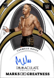 2022 Carmelo Hayes Panini Immaculate WWE ROOKIE MARKS OF GREATNESS AUTO 06/49 AUTOGRAPH RC #MG-CHY NXT