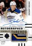 2024-25 Zachary Bolduc Upper Deck Ultimate Collection AUTOGRAPHED DEBUT THREADS ROOKIE 58/199 RC AUTO PATCH #ADT-ZB St. Louis Blues