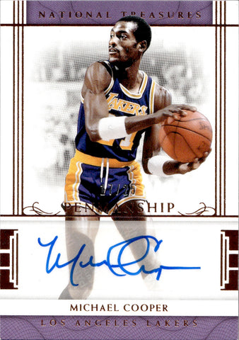 2016-17 Michael Cooper Panini National Treasures PENMANSHIP AUTO 17/25 AUTOGRAPH #13 Los Angeles Lakers