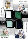 2024-25 Jeremy Swayman Thatcher Demko Jake Oettinger Connor Hellebuyck Upper Deck Ultimate QUAD MATERIALS 82/149 GAME-USED JERSEYS #QM-SDOS Bruins Canucks Stars Jets