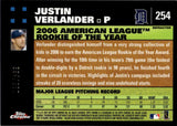 2007 Justin Verlander Topps Chrome WHITE REFRACTOR ROOKIE 534/660 RC #254 Detroit Tigers