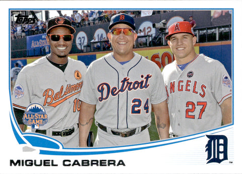 2013 Miguel Cabrera Topps Update ALL-STAR GAME WITH ADAM JONES MIKE TROUT SP PHOTO VARIATION #US218 Detroit Tigers