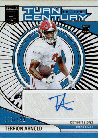 2024 Terrion Arnold Panini Donruss Elite TURN OF THE CENTURY AUTOGRAPH ROOKIE AUTO RC 83/499 #TCA-TAR Detroit Lions