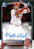 2025 Nathan Church Bowman Chrome Prospects 1ST BOWMAN AUTOGRAPH AUTO #CPA-NCH St. Louis Cardinals