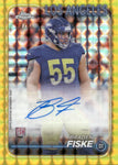 2024 Braden Fiske Topps Chrome YELLOW GEOMETRIC REFRACTOR AUTOGRAPH ROOKIE 74/75 AUTO RC #RA-BFI Los Angeles Rams