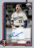 2025 Brooks Lee Topps Chrome ROOKIE AUTOGRAPH REFRACTOR 388/499 RC AUTO #RA-BL Minnesota Twins
