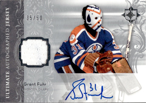 2006-07 Grant Fuhr Upper Deck Ultimate Collection JERSEY AUTO 35/50 AUTOGRAPH RELIC #AJ-GF Edmonton Oilers HOF