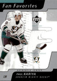 2002-03 Paul Kariya Upper Deck FAN FAVORITES GAME-USED JERSEY #FF-PK Anaheim Mighty Ducks