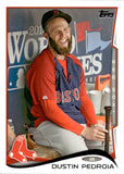 2014 Dustin Pedroia Topps SITTING IN DUGOUT SP PHOTO VARIATION #166 Boston Red Sox
