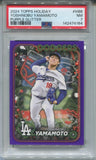 2024 Yoshinobu Yamamoto Topps Holiday PURPLE GLITTER ROOKIE 34/99 RC PSA 7 #H88 Los Angeles Dodgers 4164