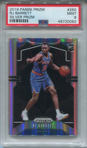 2019-20 RJ Barrett Panini Prizm SILVER ROOKE RC PSA 9 #250 New York Knicks 0062