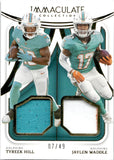 2022 Tyreek Hill Jaylen Waddle Panini Immaculate Collection DUAL JERSEY 7/49 #IDJ-MIA Miami Dolphins