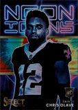 2022 Chris Olave Panini Select NEON ICONS TIE-DYE PRIZM ROOKIE RC #NI-20 New Orleans Saints