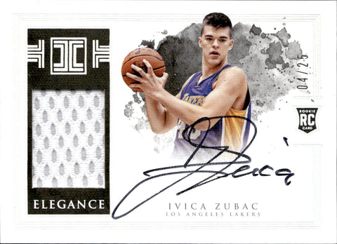 2016-17 Ivica Zubac Panini Impeccable ELEGANCE ROOKIE JERSEY AUTOGRAPH 4/25 AUTO #160 Los Angeles Lakers