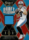 2023 Bryce Young Panini Select DRAFT SELECTIONS MATERIALS RED PRIZM ROOKIE JERSEY RC #DAM-BYO Carolina Panthers