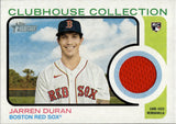 2022 Jarren Duran Topps Heritage CLUBHOUSE COLLECTION ROOKIE GAME-USED MEMORABILIA JERSEY RC #CC-JD Boston Red Sox