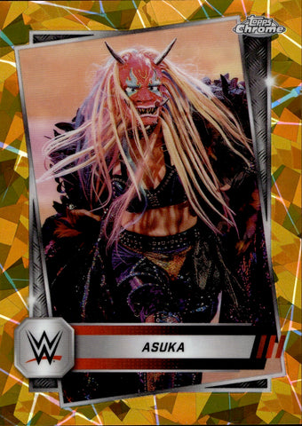 2025 Asuka Topps Chrome WWE GOLD GEOMETRIC REFRACTOR 50/50 #111 Monday Night Raw