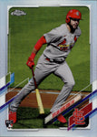 2021 Dylan Carlson Topps Chrome SP PHOTO VARIATION REFRACTOR (RUNNING WITH BAT) ROOKIE RC #140 St. Louis Cardinals