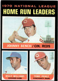 1971 Johnny Bench Billy Williams Tony Perez Topps 1970 NATIONAL LEAGUE HOME RUN LEADERS #66 Reds Cubs 2