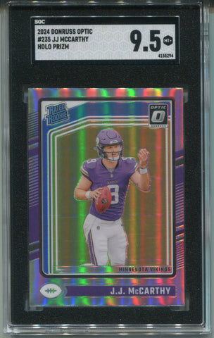 2024 J.J. McCarthy Donruss Optic HOLO SILVER RATED ROOKIE RC SGC 9.5 #235 Minnesota Vikings 5294