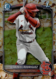 2025 Rainiel Rodriguez Bowman Chrome PROSPECTS 1ST BOWMAN POPCORN REFRACTOR SP! #BCP-200 St. Louis Cardinals