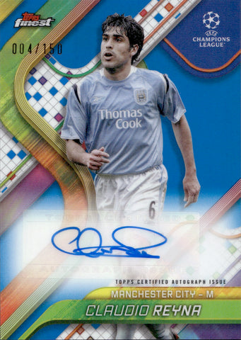 2024-25 Claudio Reyna Topps Finest UEFA CHAMPIONS LEAGUE BLUE REFRACTOR AUTOGRAPH VARIATION AUTO 4/150 #BA-CL RB Manchester City