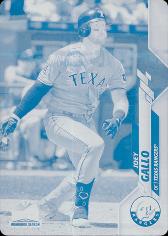 2020 Joey Gallo Topps Series 2 CYAN PRINTING PLATE 1/1 ONE OF ONE #415 Texas Rangers