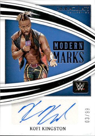 2022 Kofi Kingston Panini Immaculate Collection WWE MODERN MARKS AUTO 03/99 AUTOGRAPH #MM-KKG Friday Night Smackdown