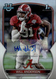 2022 Will Anderson Bowman University Chrome 1ST BOWMAN REFRACTOR AUTOGRAPH 266/499 AUTO #52 Alabama Crimson Tide